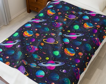 Space Themed Nursery Wall Decor Cosmic Design Planet Throw Universe Bedding Kids Room Star Pattern Moon Night Comfort Layer Baby Gift Space