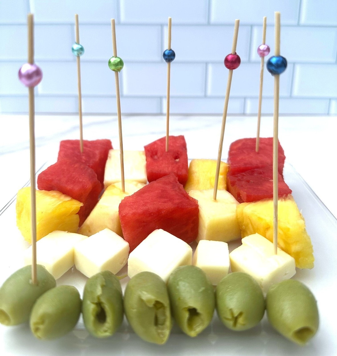 Bamboo Cocktail Pick Pearl Appetizer Skewer Stick Fancy Toothpick ...