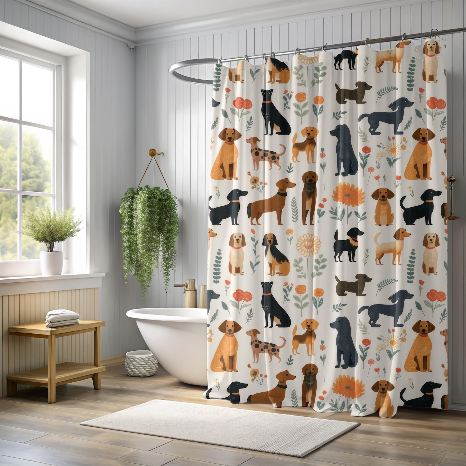 Dog Shower Curtain Bathroom Decor for Bathroom Pet Decor Dog Lover Gift