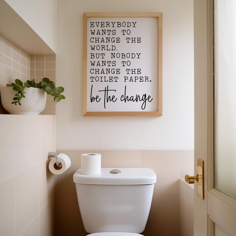 Funny Bathroom Sign Toilet Paper Quote Wall Art Bathroom Humor Print ...
