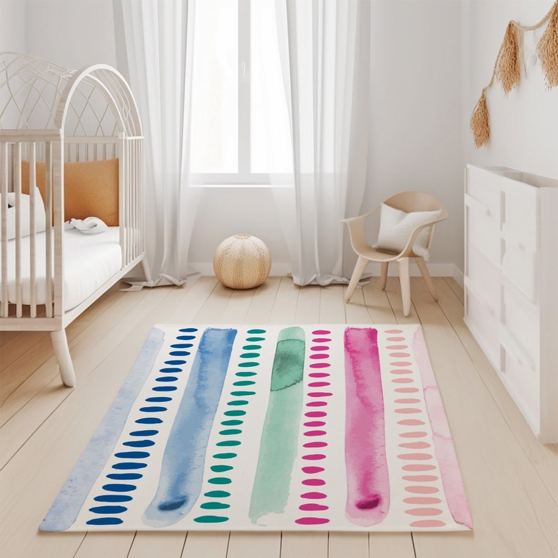 Polka Dot Rug for Kids Room Rainbow Area Rug Newborn Gift Nursery Decor Colorful Toddler Mat for Playroom Baby Room Carpet for Kids Space