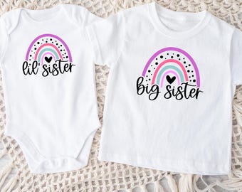 Big Sister Outfit Matching Set Little Sister Photo Ready Big Girl Cotton Tshirt Sibling Bundle Newborn Gift Big Sister Matching Package