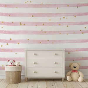 Watercolor Striped Wallpaper Large Pastel Polka Dot Wallpaper Watercolor Dot Decals Peel and Stick Wallpaper for Kids Stripe Wall Decal