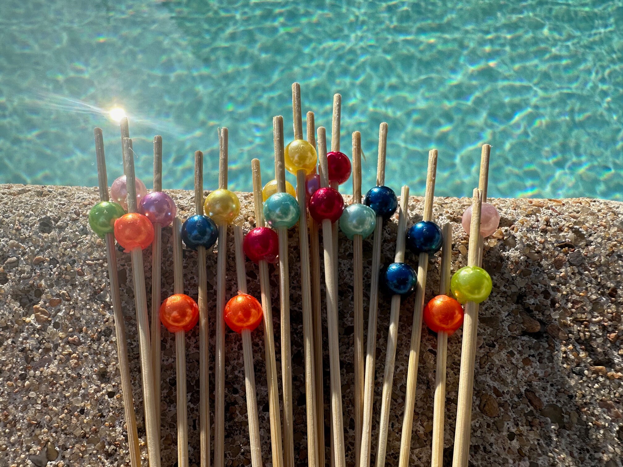 Bamboo Cocktail Pick Pearl Appetizer Skewer Stick Fancy Toothpick ...