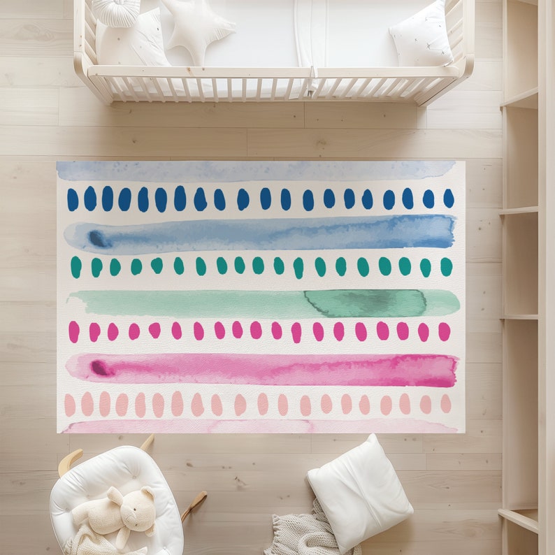 Polka Dot Rug for Kids Room Rainbow Area Rug Newborn Gift Nursery Decor Colorful Toddler Mat for Playroom Baby Room Carpet for Kids Space