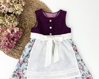 Baby dirndl bordeaux floral size. 74