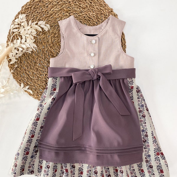 Baby dirndl light pink/mauve patterned size 98