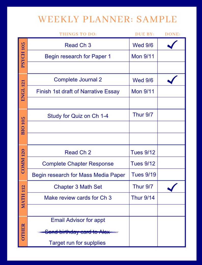 College Semester Planner Printable - Etsy