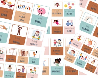 Kids Affirmation Cards | 56 Printable Self-Esteem Cards (Digital Download)