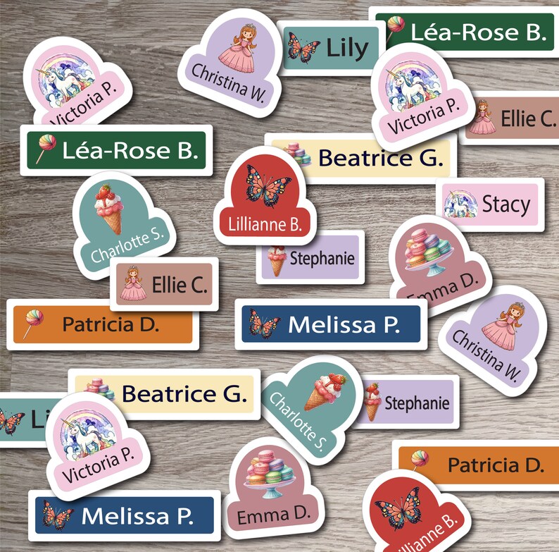 Personalized Name Labels for Girls, Back to School, Daycare, School ...