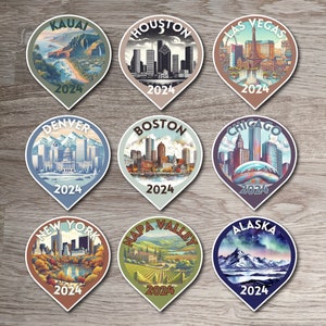 Stickers liste de seaux de voyage aux États-Unis 2024, souvenir de vacances aux États-Unis, cadeau surprise pour les vacances, sticker pour agenda, ordinateur portable, bouteille d'eau