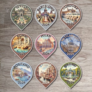 Stickers liste de seaux de voyage Espagne et Italie 2024, souvenir de vacances en Europe, cadeau surprise pour les vacances, sticker pour agenda, ordinateur portable