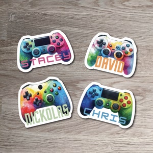 Sticker pour contrôleur de jeu avec nom personnalisé pour ordinateur portable, Fournitures scolaires | Sac cadeau fête d'anniversaire | Cadeau personnalisé pour garçon