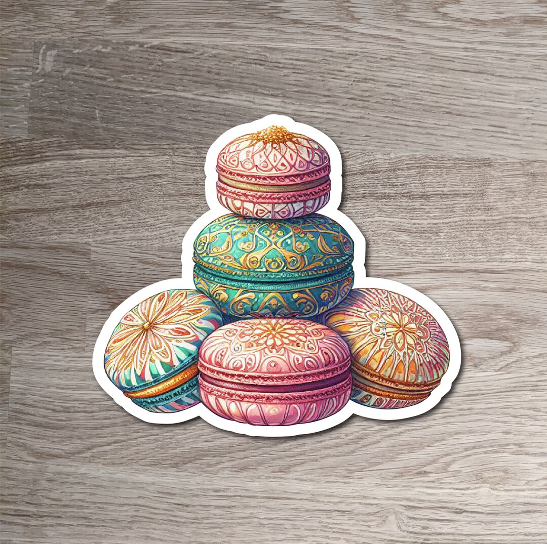 Watercolor Stack of Fancy Macarons Sticker, Paris France Dessert ...