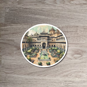 Sticker aquarelle Alcazar royal de Séville, souvenir de Séville, Espagne pour cahier, agenda de vacances, bouteille d'eau, liste de seaux de voyage en Europe