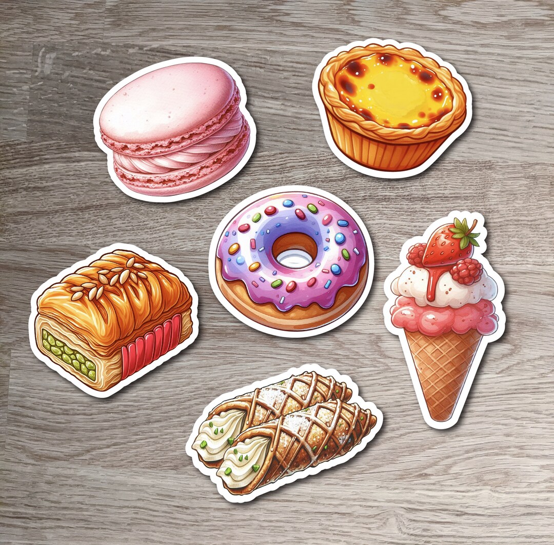 Desserts Around the World Sticker Bundle, Macaron, Cannoli, Baklava ...