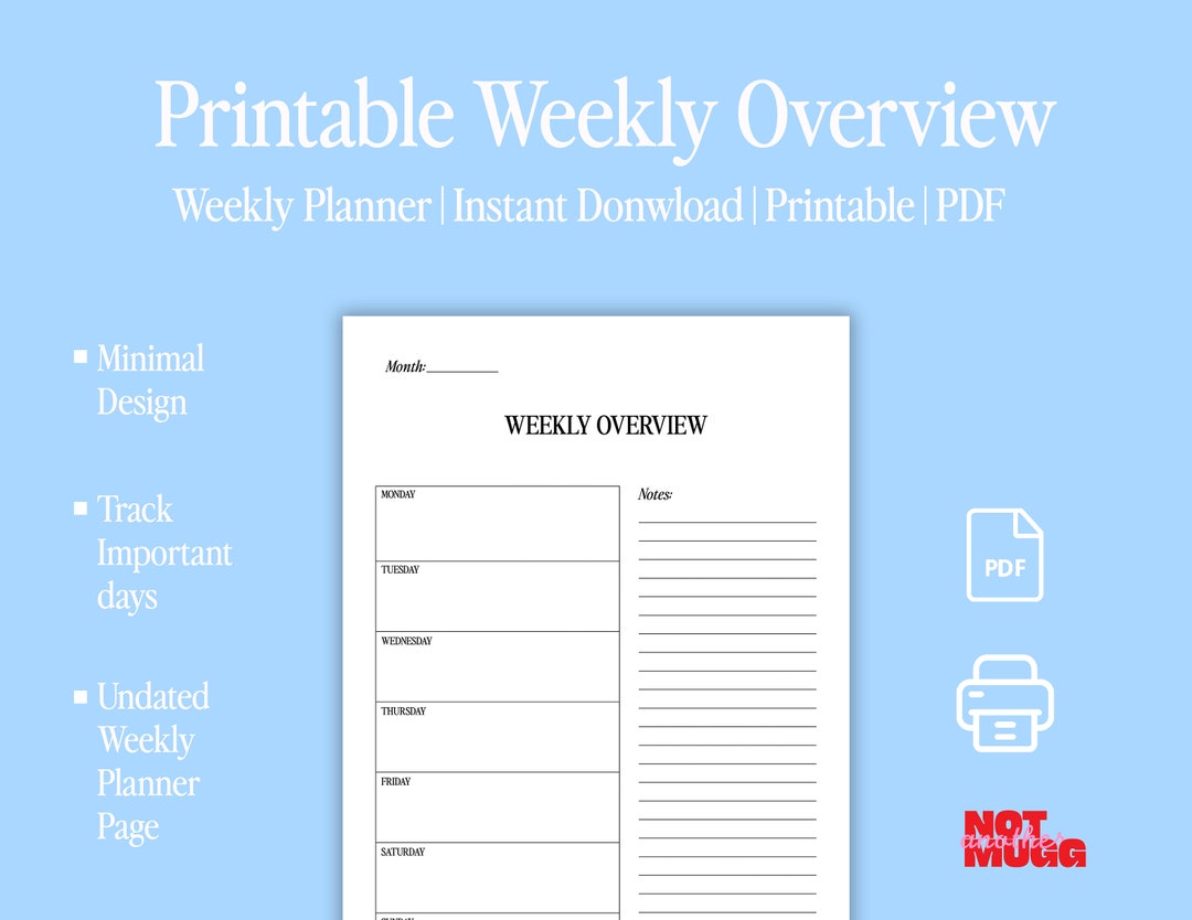 Weekly Planner | Undated Planner | Printable Planner | PDF | Download ...