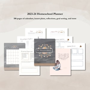 Printable Homeschool Planner Digital Calendar 2023-24 Christian Homeschool Organization Education Logs and Trackers Curriculum Plan image 1