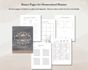 BONUS Homeschool Planner Pages | Printable Daily Planners | Homeschool Logs and Trackers | Kids Life Skills Checklist | Organization Tools