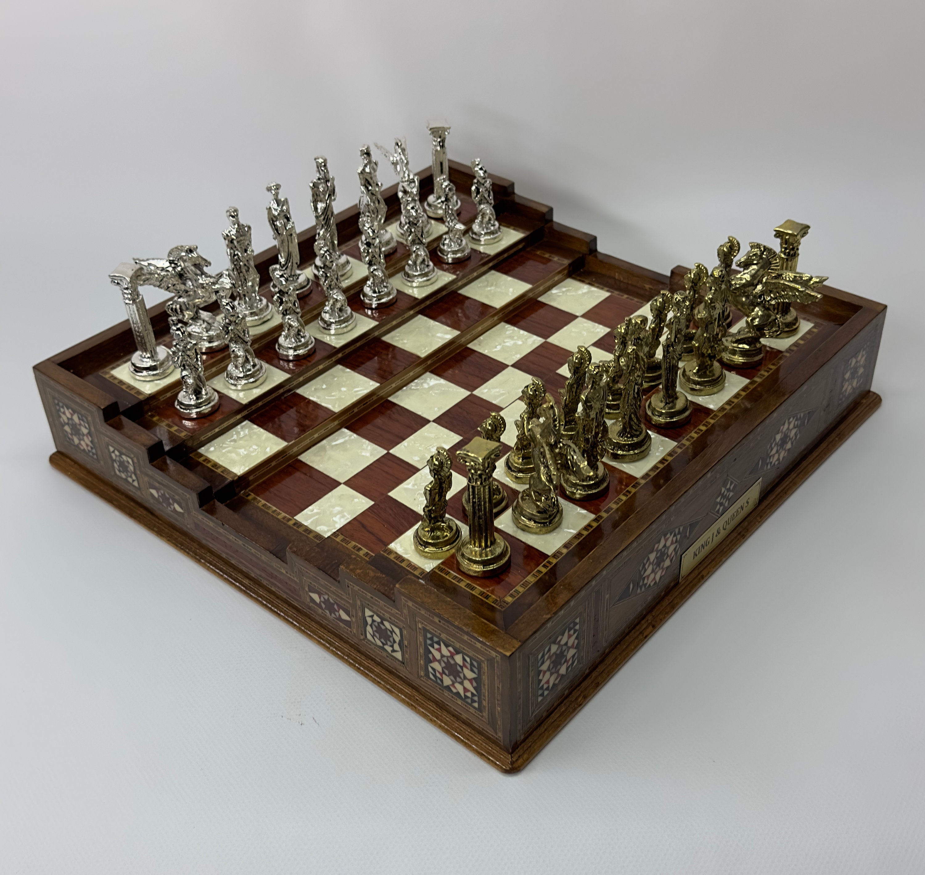 15.3 Personalized Chess Set Handmade, Sets With Metal Pieces, Schach,  Custom Set, Board Storage - Yahoo Shopping