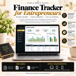 Business Income and Expense Tracker, Budget Dashboard, Interactive HTML Finance Planner