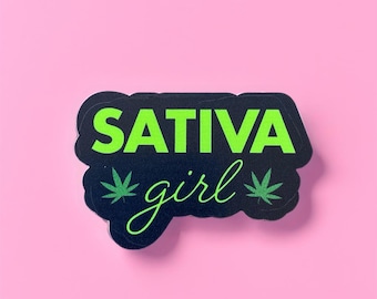 Sativa Girl Sticker, Stoner Girl Sticker, Weed 420 Sticker, Waterproof Sticker, Holographic Sticker, Free Shipping, Glossy Vinyl Stickers