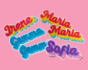 Personalized Name 3" Vinyl Sticker, Name Sticker with Custom Colors, Waterproof Sticker, Holographic Sticker, Birthday Gifts, Free Shipping