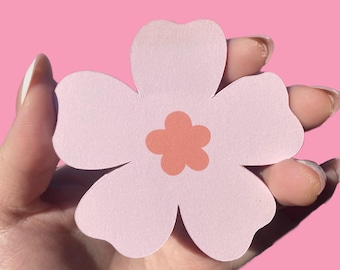 Flower Sticky Notes – Handmade Floral Memo Pad – Cream & Orange Aesthetic Notes, Planner and Desk Stationery