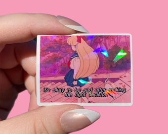 Anime Quote Sticker – Aesthetic Anime Affirmation Vinyl Decal – Clear or Holographic Layer, 2” or 3”, 19 Designs