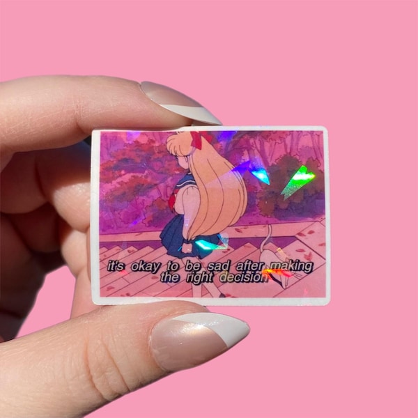 Anime Quote Sticker – Aesthetic Anime Affirmation Vinyl Decal – Clear or Holographic Layer, 2” or 3”, 19 Designs
