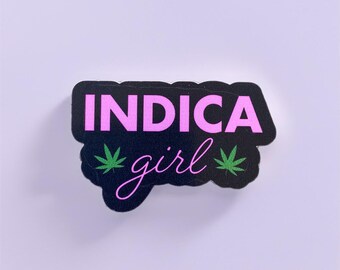 Indica Girl Sticker, Stoner Girl Sticker, Weed 420 Sticker, Waterproof Sticker, Holographic Sticker, Free Shipping, Glossy Vinyl Stickers