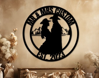 Western Wedding Sign, Country Wedding, Cowboy Wedding, Custom Gift for Couple, Anniversary Gift, Wedding Wall Art, Bridal Shower Gift