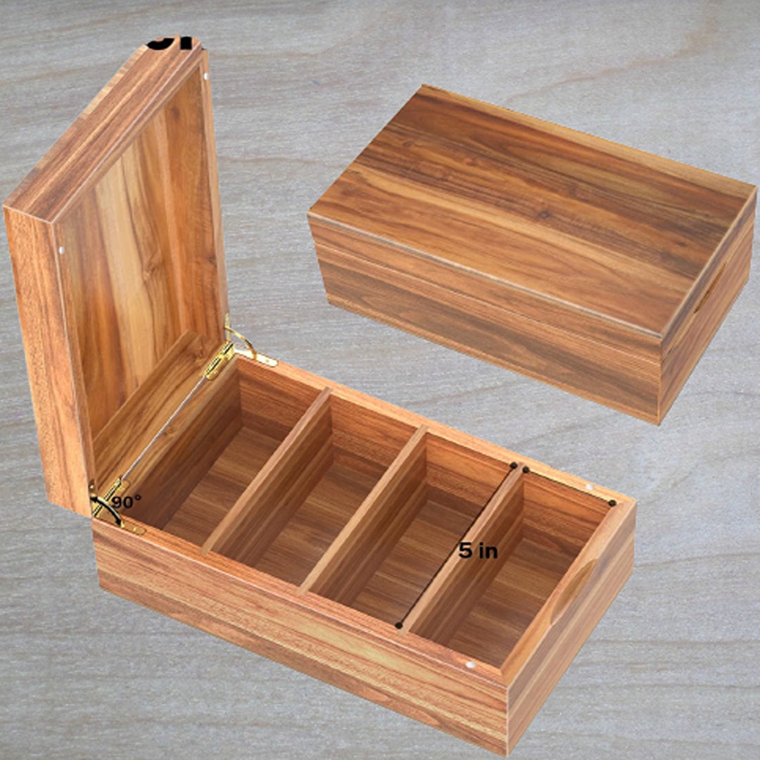 Acacia wooden index card box with 20 count index cards guide etsy