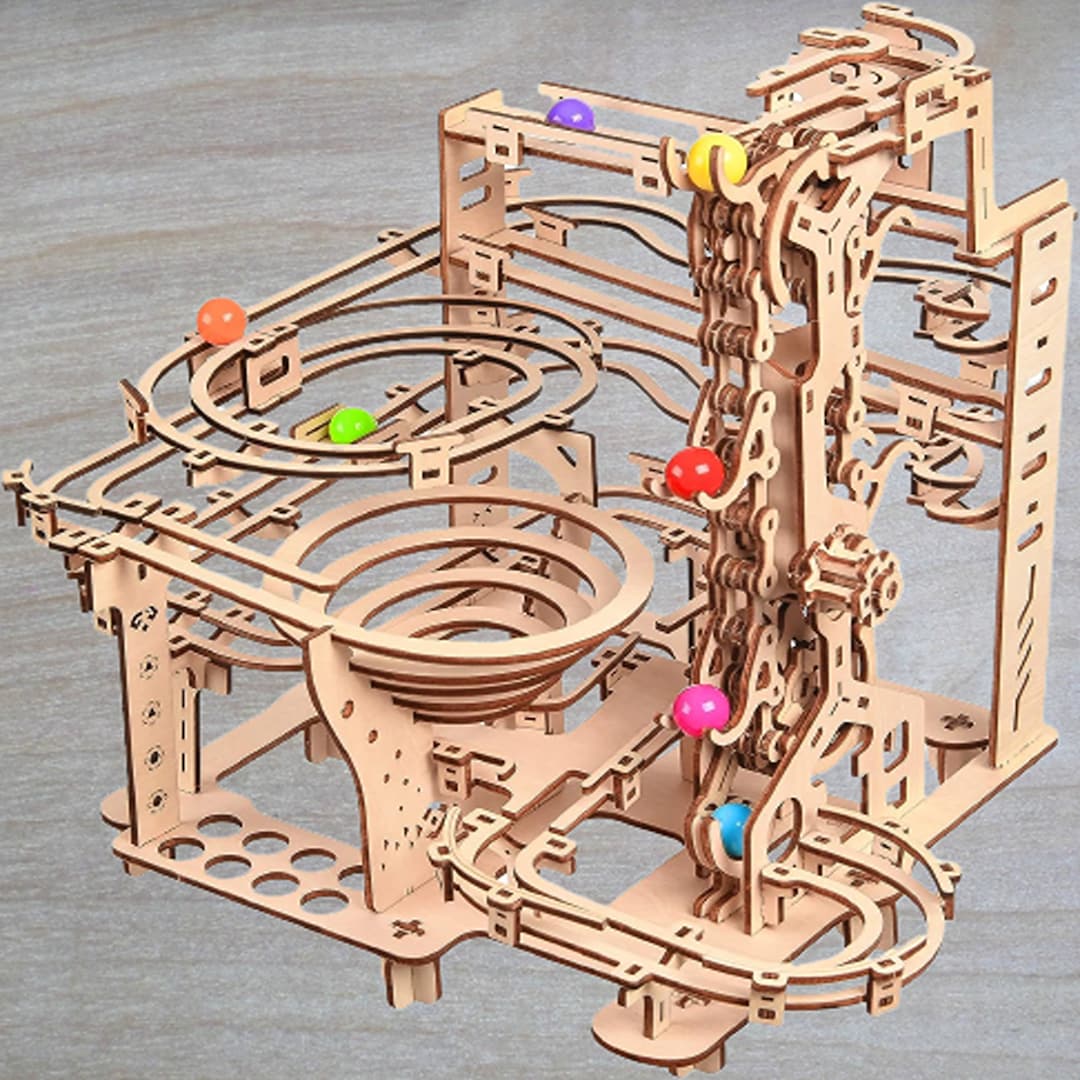 3D Wooden Puzzle Marble Running Kit Mechanical Model Building Etsy