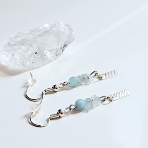 Aquamarine earrings 925 silver, blue gemstone earrings, filigree hanging earrings, natural stone earrings, handmade gemstone jewelry Boho