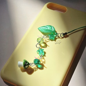 Fairycore Charm Mobiele Telefoonketting Paddestoel Kralen Mobiele Telefoonband Groene Mobiele Telefoon Charm Kawaii Stijl Telefoon Charm Handgemaakte Hanger Cadeau voor Meisjes Pasen