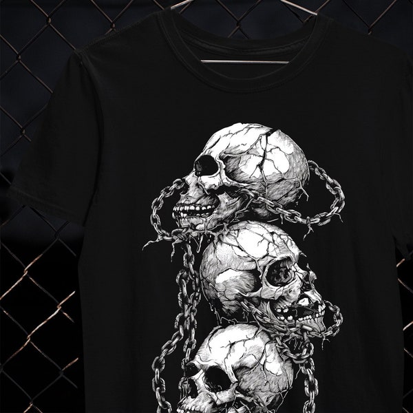 Skulls With Chains Shirt, Pastel Goth Clothing, Y2K Top, Goth Clothes, Y2K Grunge, Goth Skull Tshirt, Y2K Skull Shirt,Whimsigoth,Skull Shirt