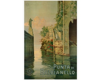Punta De Balbianello Lake Como Italy Vintage Travel Poster (1920s)