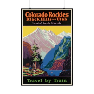 Colorado Rockies Vintage Train Travel Poster (1930s)