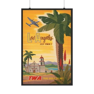 Los Angeles TWA Vintage Travel Poster (1950s retro)