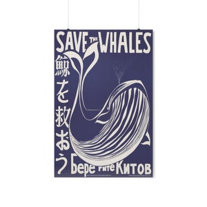 Vintage Exhibition Poster (&quot;Save The Whales&quot;) - Retro Wall Artwork