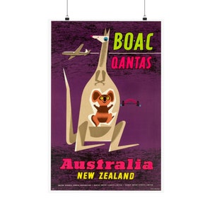 Australia New Zealand Vintage Travel Poster (1950s vintage)