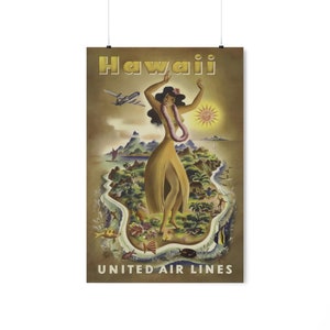 Hawaii United Airlines Canvas Poster - Etsy
