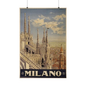 Affiche de voyage vintage de la place de la cathédrale de Milan ("Duomo di Milano"), rétro des années 1920