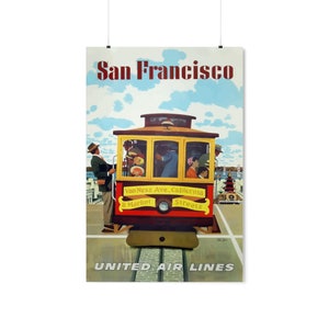 United Airlines San Francisco Vintage Travel Poster - Retro Wall Artwork