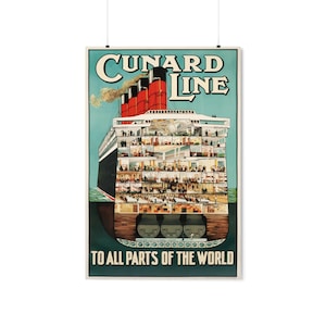 Cunard Line Vintage Travel Poster - Retro Wall Artwork