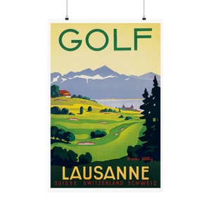 Lausanne Switzerland Golf Poster: Vintage Travel Art Print