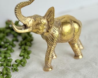 Vintage Brass Elephant Figurine: Safari Wildlife Statue