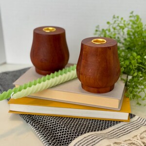 Vintage Wood Candleholders MCM Candle Holders Modern Taper Candle Holder Candlestick Holders Minimalist Candleholder Coastal Decor Pair of 2