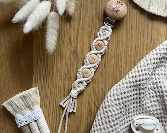Macrame Pacifier Chain | Pacifier Strap | Maya Personalized with Name | in 24 Colors | Baby | Newborn Gift | Boho